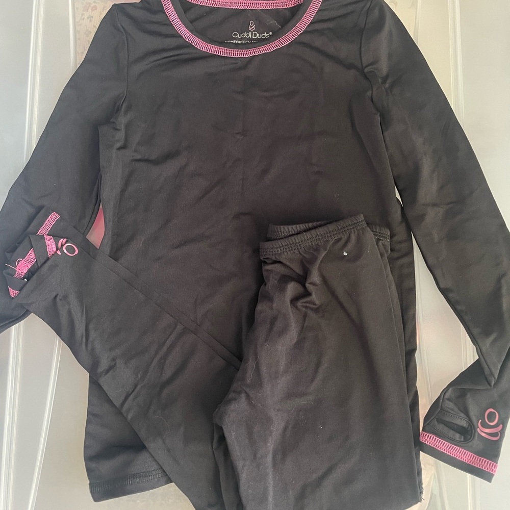 Cuddl Duds Black Set with Pink Trim